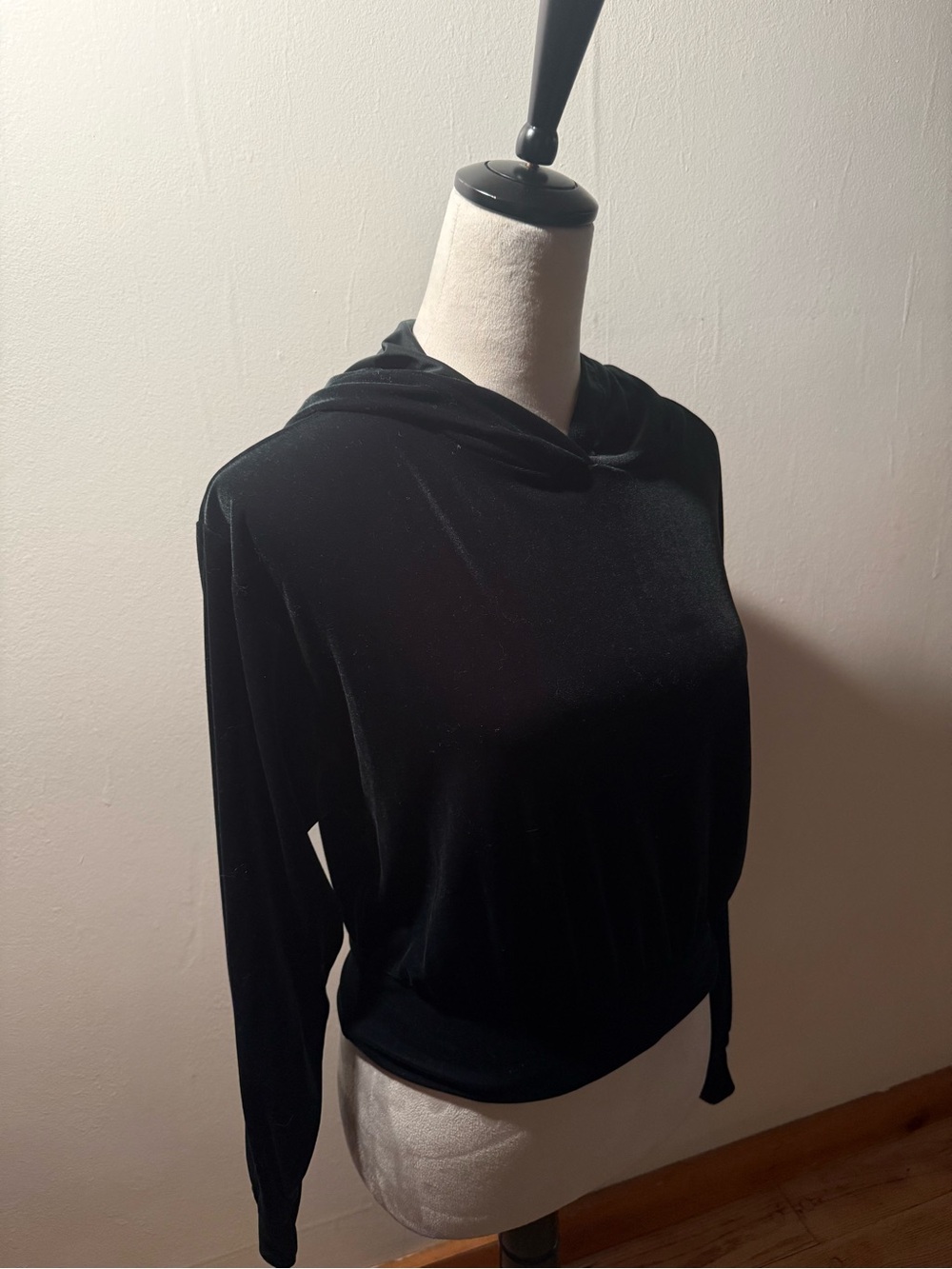 Express Green Velvet Hooded Cowl Sweater